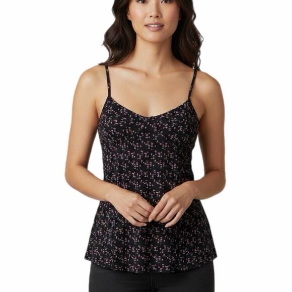 C & S Check & Stripe Tops - C&S Check & Stripe Women's Camisole Tank Top S Geometric Print Multicolor Black